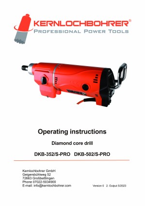 Operating instructions for: Diamond core drill rig DKB-352/S-PRO with drill stand